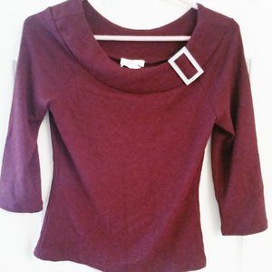 Vintage Look Pin Up Sweater Wine L/S Large Sexy